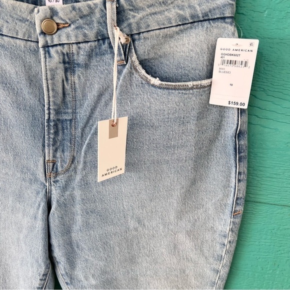 GOOD AMERICAN GOOD GIRLFRIEND HIGH SIZE 30/10 LIGHTWASH JEANS NWT - Picture 3 of 8